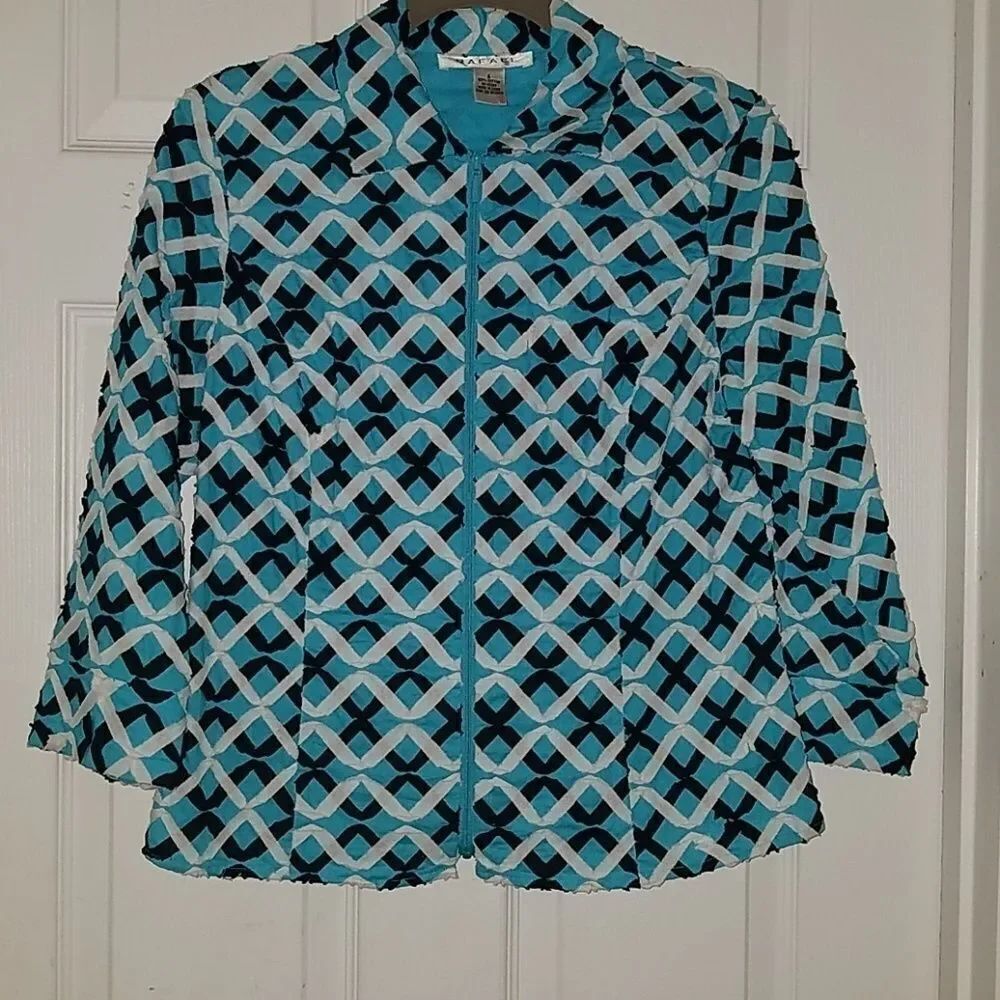 Rafael turquoise white black jacket 
Sz 6
